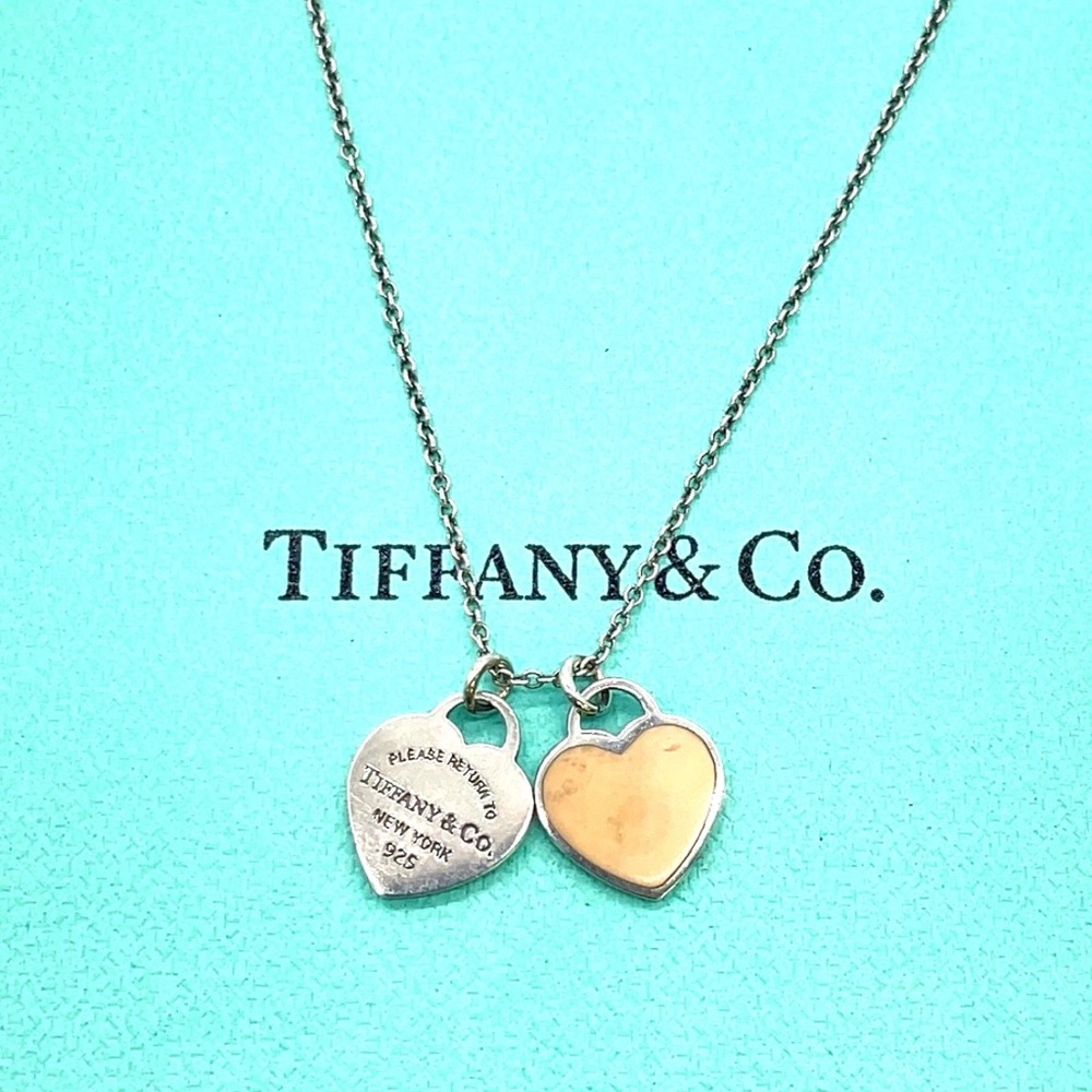 AUTH TIFFANY&CO. Silver 925 Double Heart Pendant Necklace - Picture 3 of 5